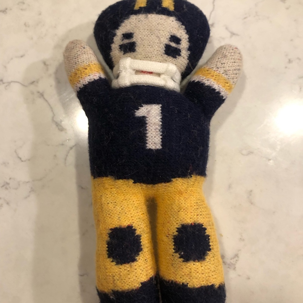 Plush Football Player Toy in Navy and Yellow - Kids Toy